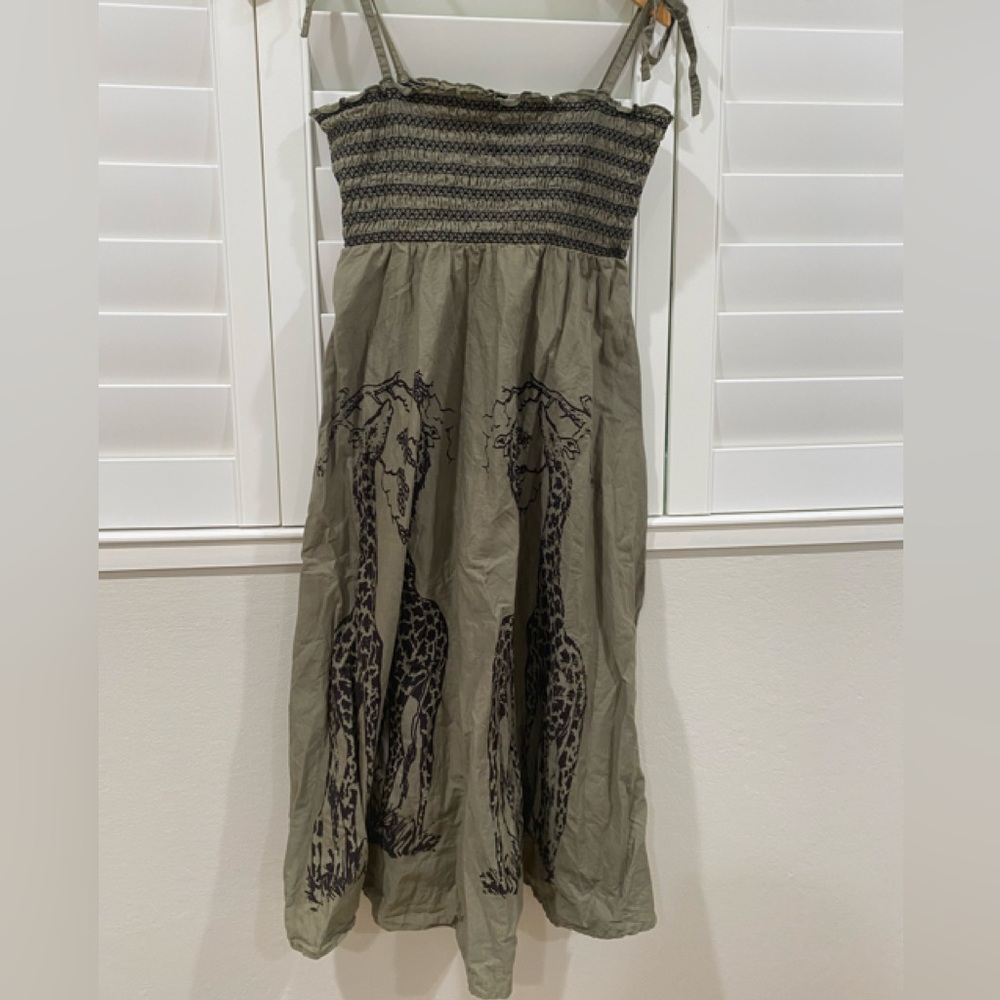 H&M Olive Green Giraffe Print Dress